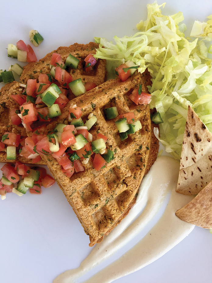 “We’re obsessed with falafel waffles for brunch,” says Selden. “They have tons of flavor and lots of color. Your guests will thank you!” 