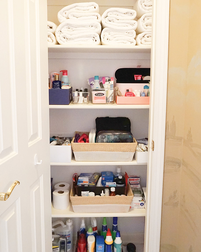 organized bathroom closet