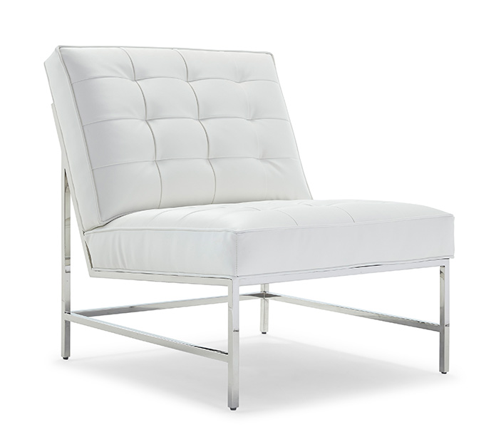 The white leather Major Chair (from $1515) features iconic mid-century style plus up-to-the-minute comfort.