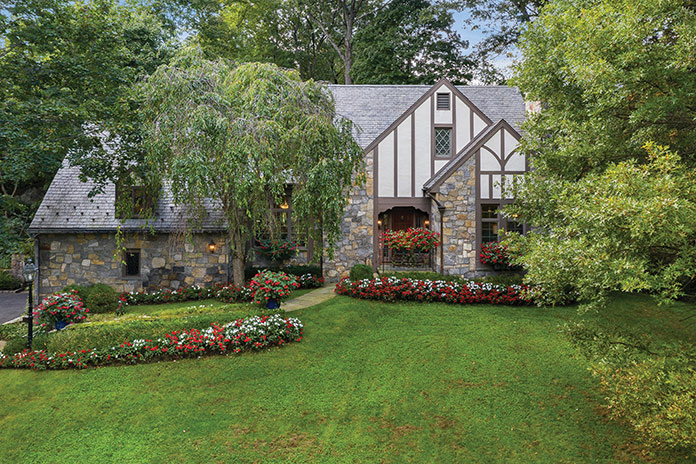 Exterior view of tudor style home