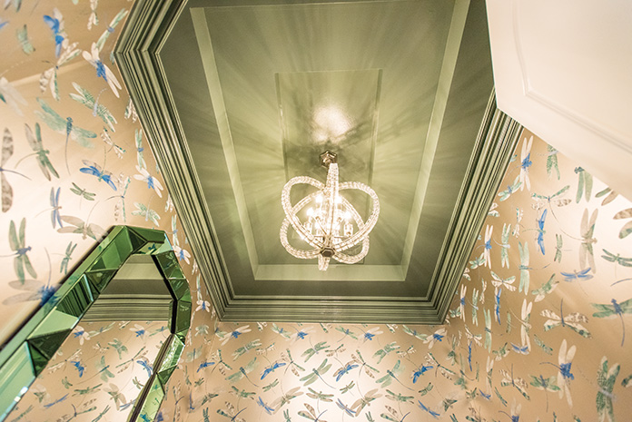 A sage green ceiling 